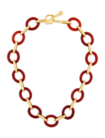 Elizabeth Locke 18K Carnelian Link Necklace