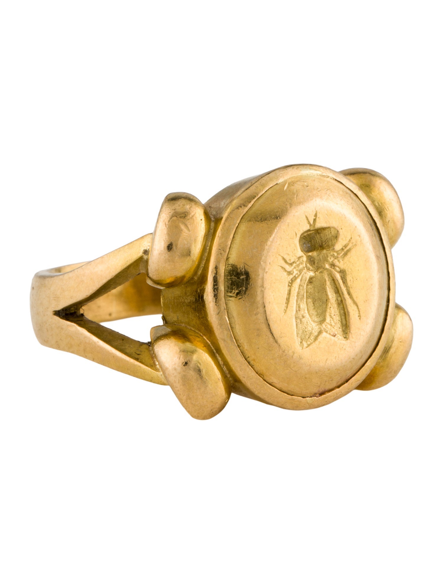 Elizabeth Locke 19K Bee Signet Ring
