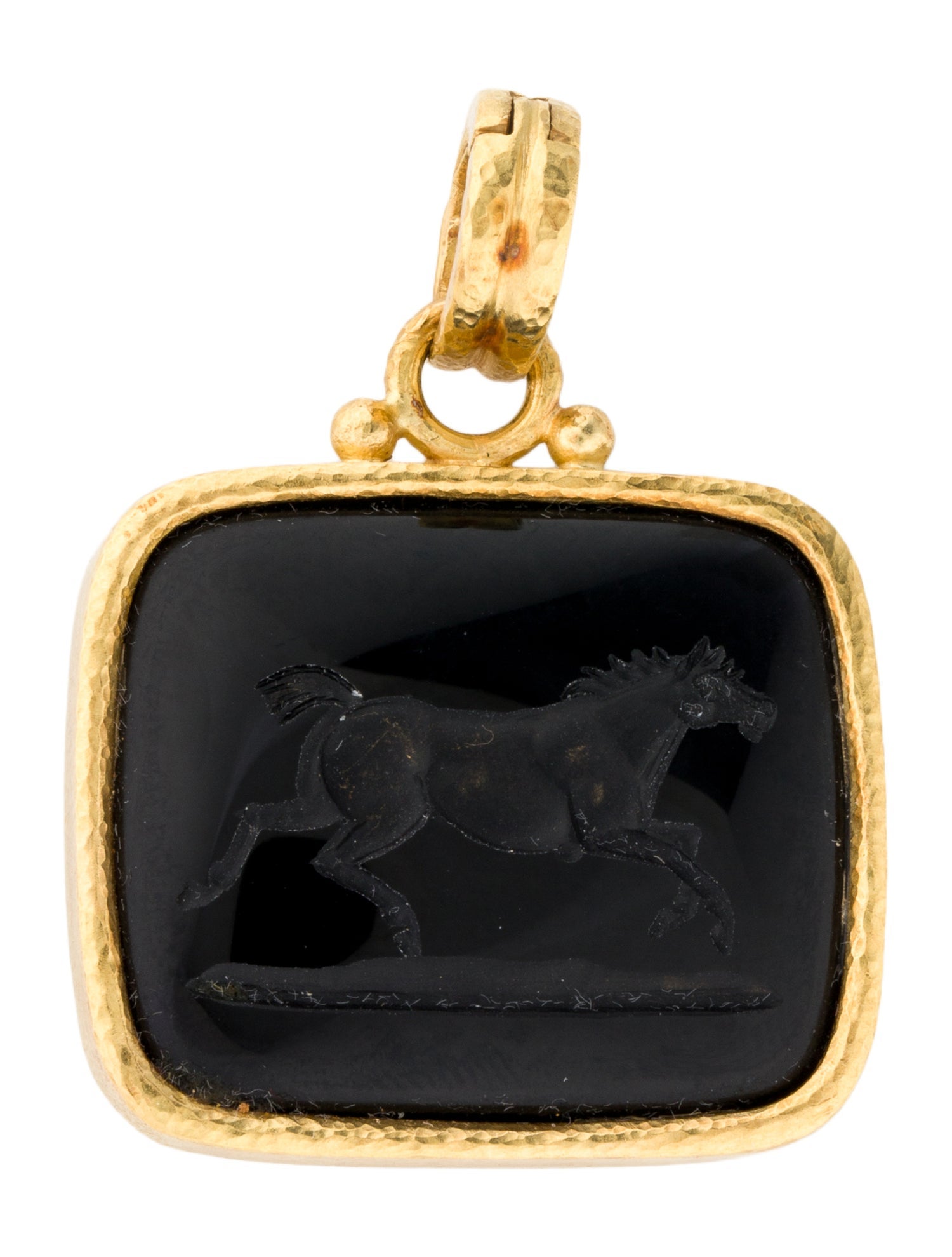 Elizabeth Locke 19K Onyx Running Horse Pendant
