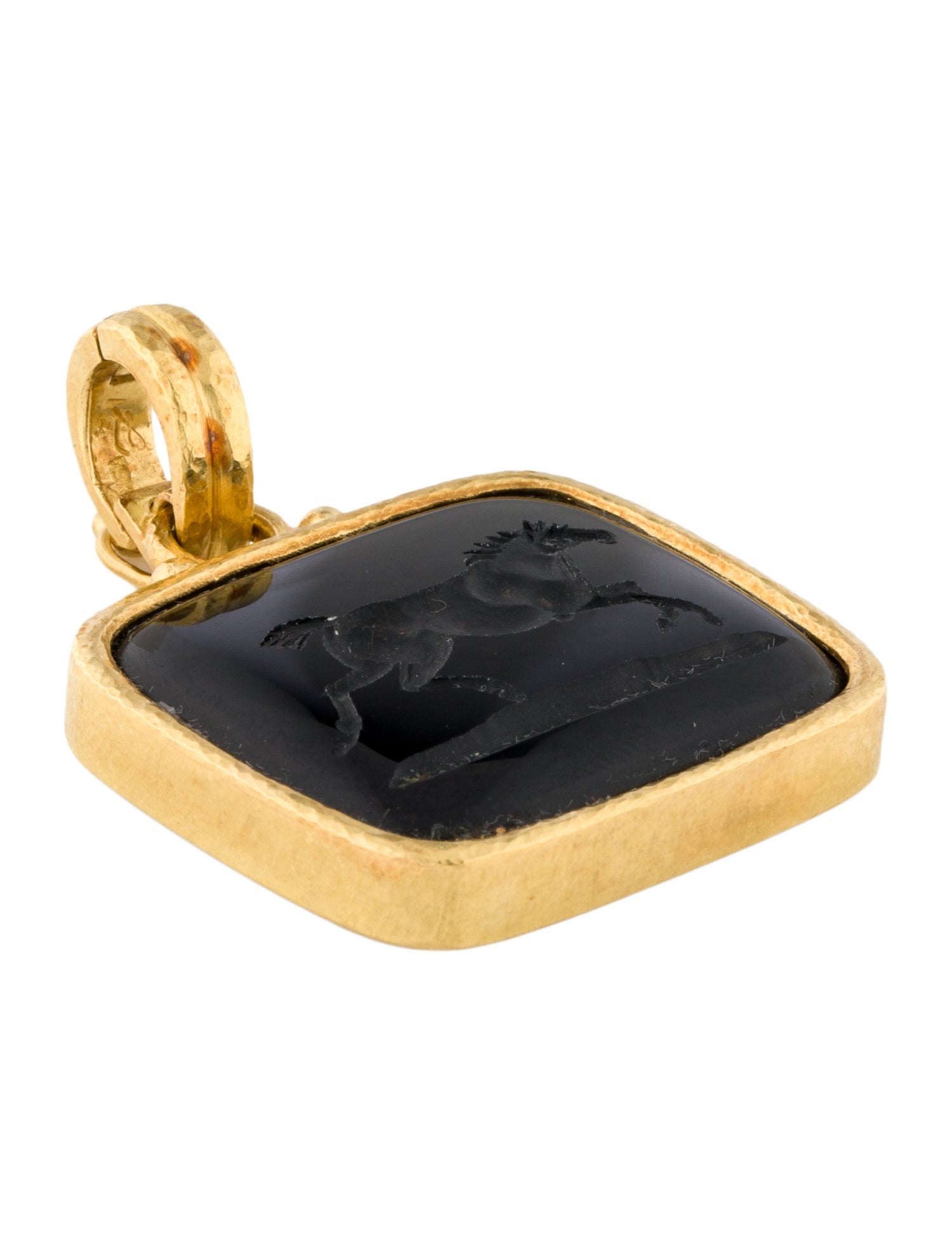 Elizabeth Locke 19K Onyx Running Horse Pendant