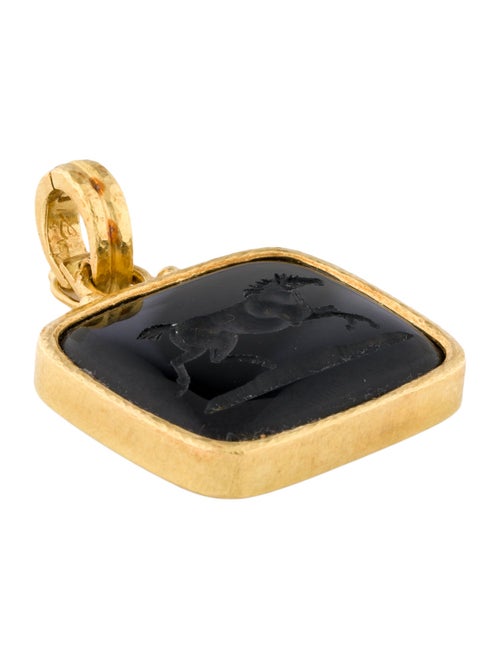 Elizabeth Locke 19K Onyx Running Horse Pendant