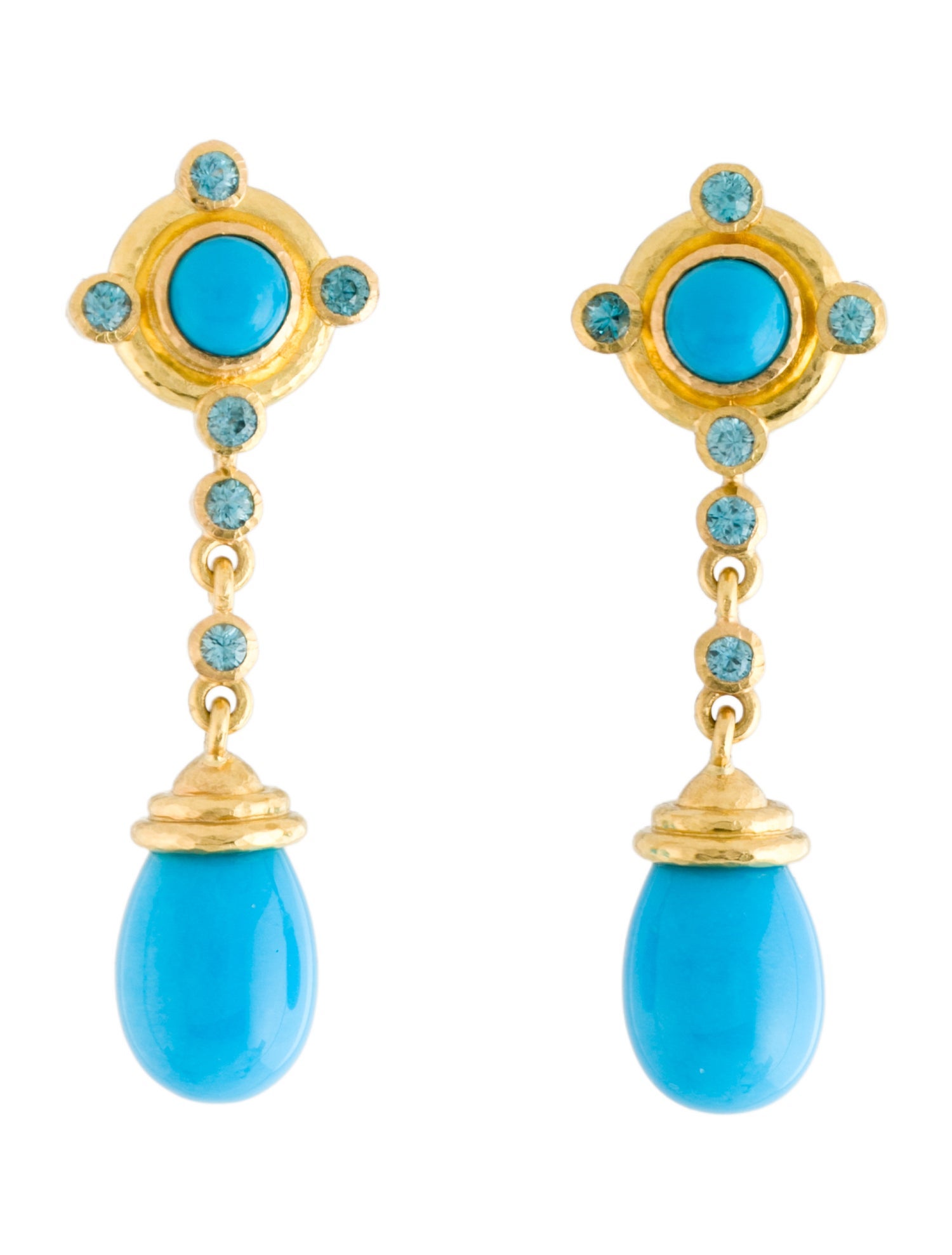 Elizabeth Locke 19K Turquoise & Zircon Convertible Drop Earrings
