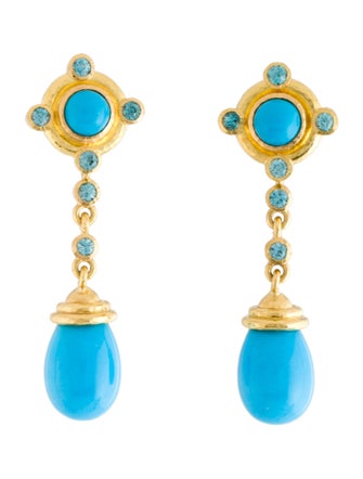 Elizabeth Locke 19K Turquoise & Zircon Convertible Drop Earrings