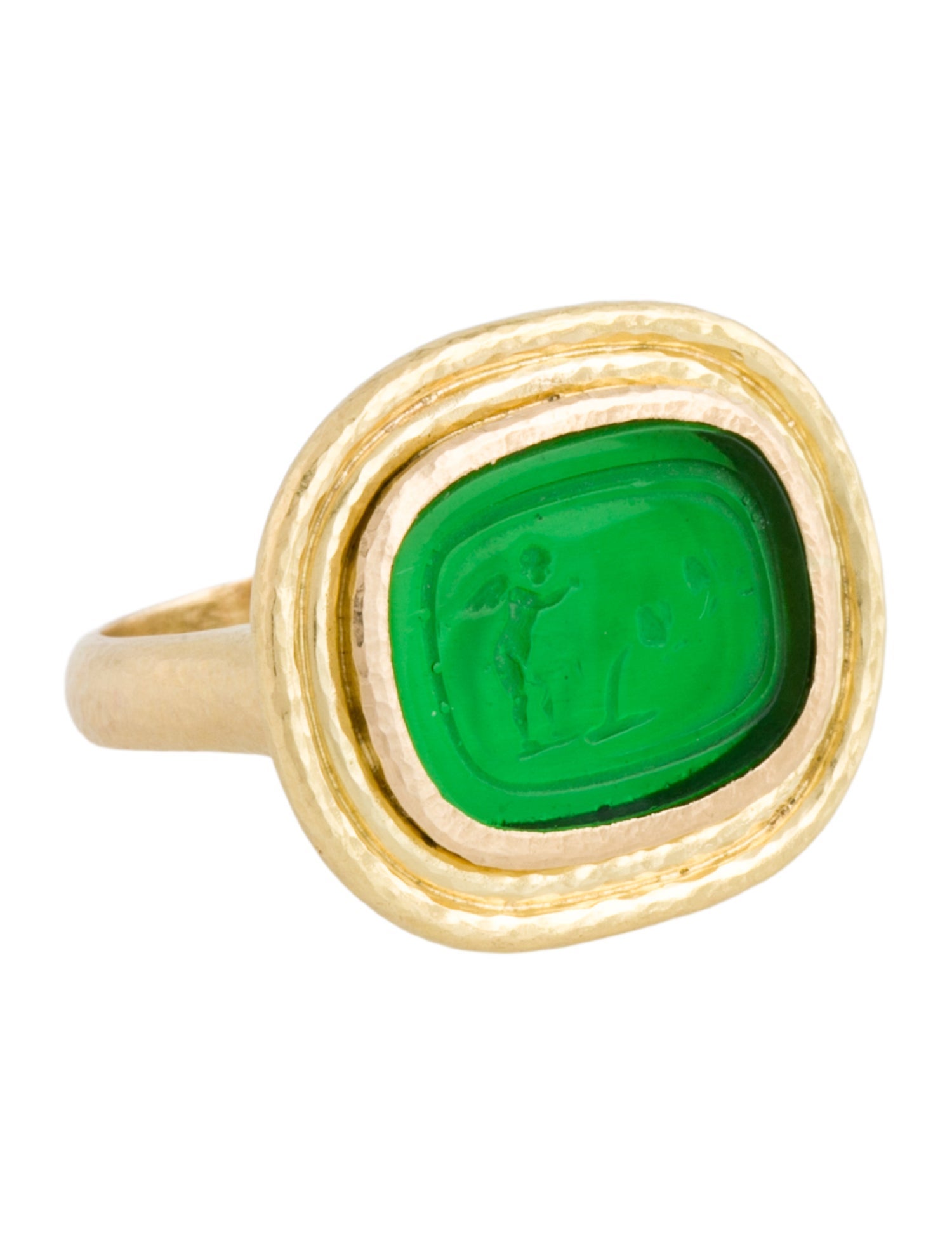 Elizabeth Locke 19K Mother of Pearl & Venetian Glass Doublet Cocktail Ring