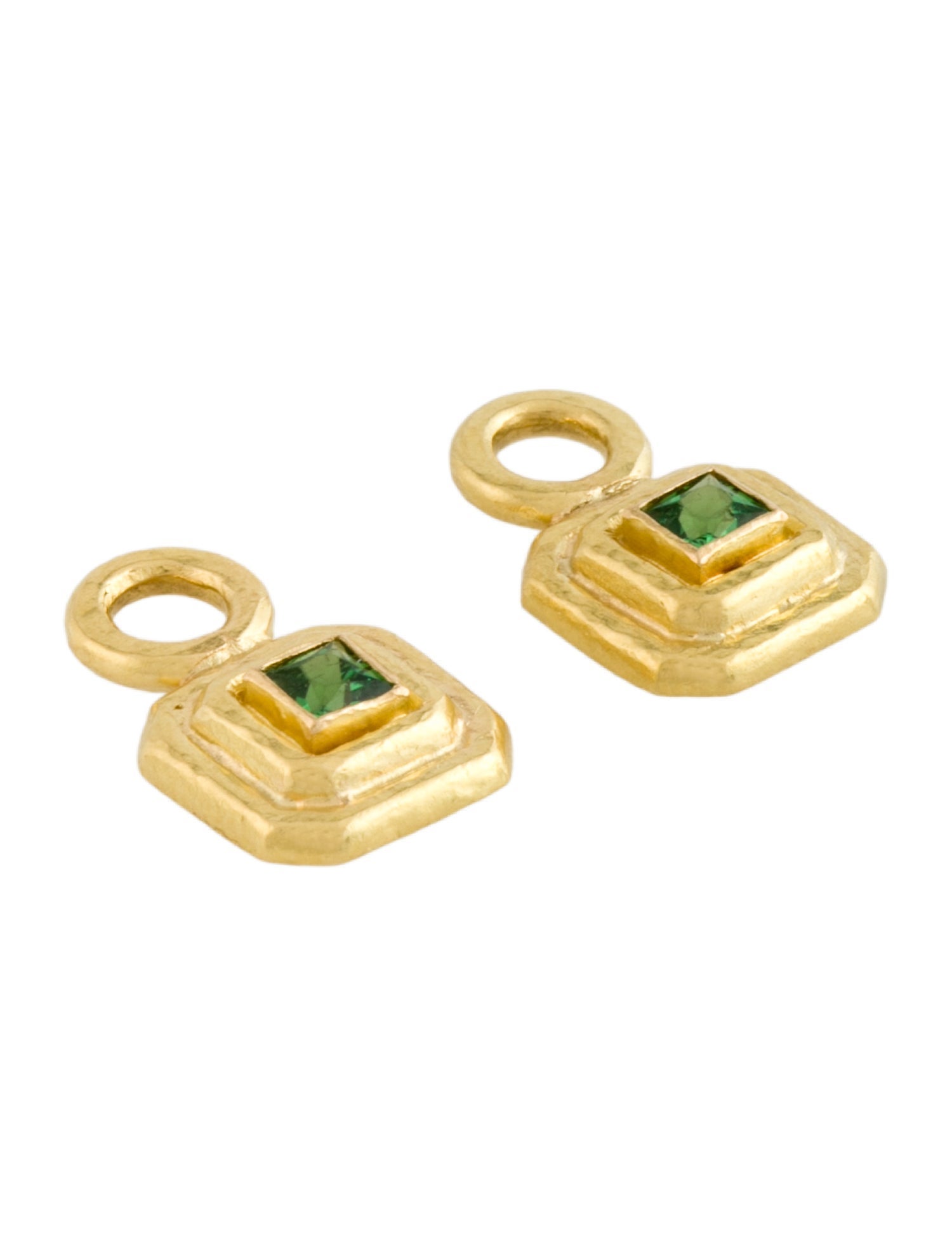 Elizabeth Locke 19K Tsavorite Square Earring Charms