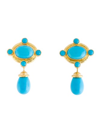 Elizabeth Locke 19K Sleeping Beauty Turquoise Convertible Drop Earclips