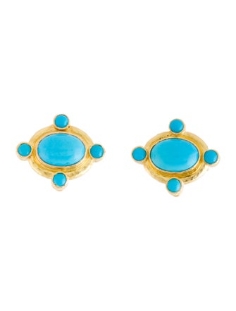 Elizabeth Locke 19K Sleeping Beauty Turquoise Convertible Drop Earclips
