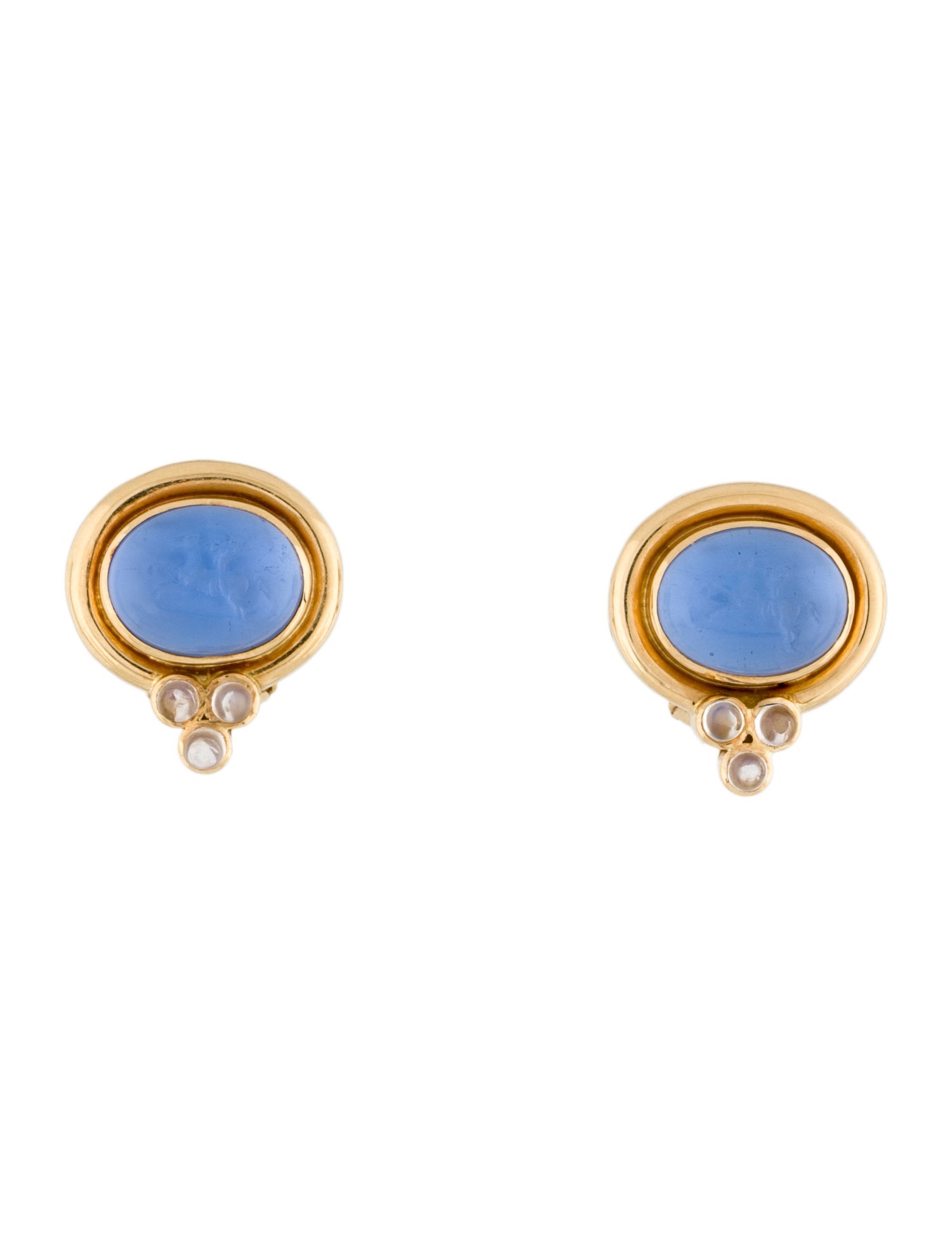 Elizabeth Locke 18K Mother Of Pearl Doublet & Moonstone Earclips