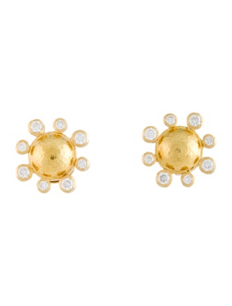 Elizabeth Locke 18K Diamond Dome Stud Earrings