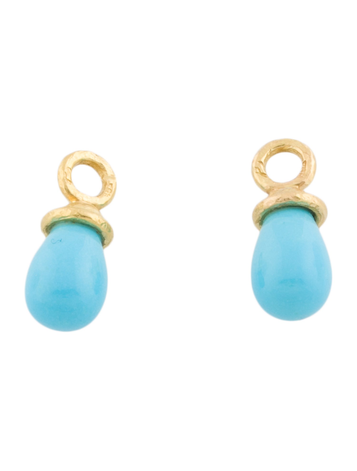 Elizabeth Locke 19K Turquoise Acorn Caps Drop Earring Charms