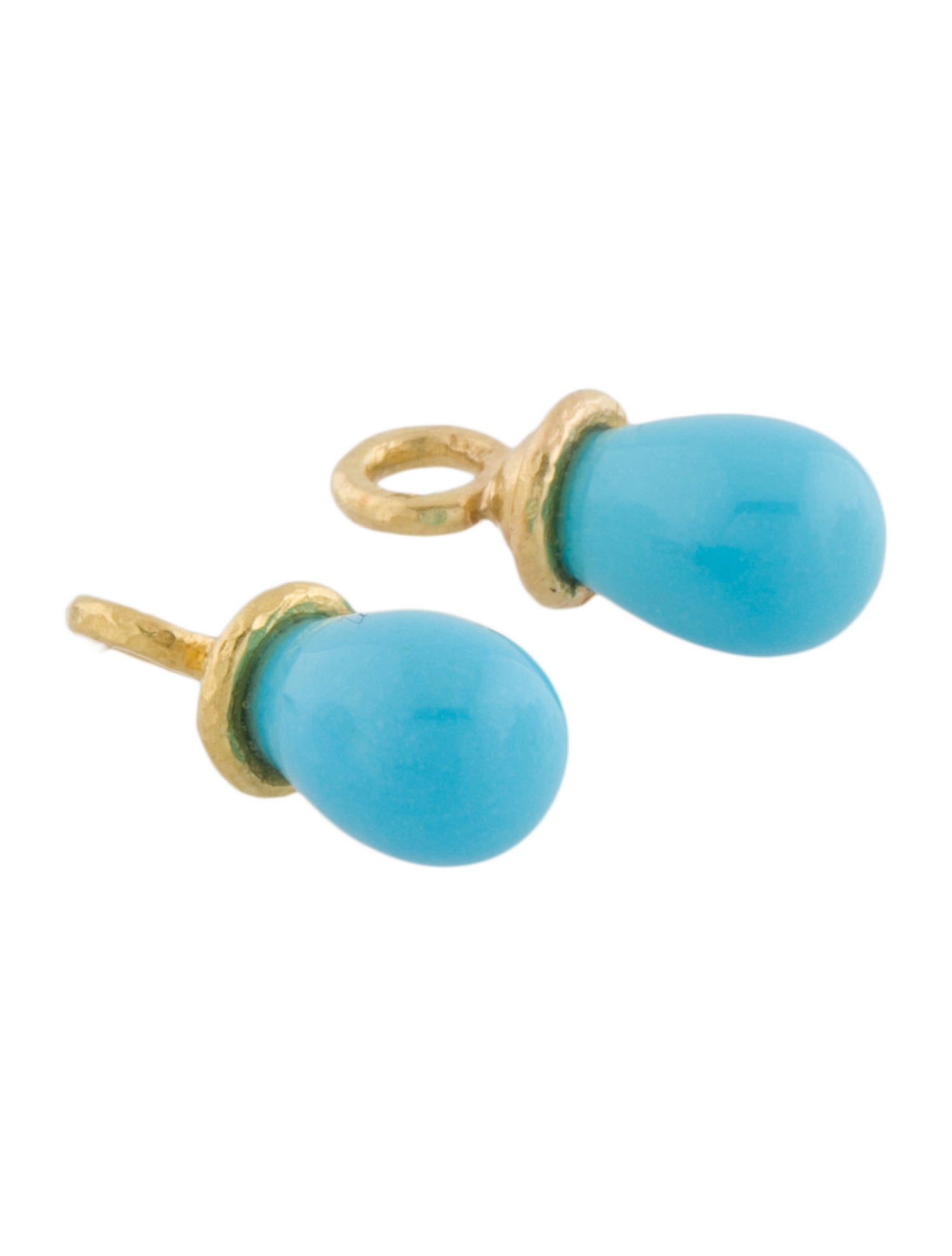 Elizabeth Locke 19K Turquoise Acorn Caps Drop Earring Charms