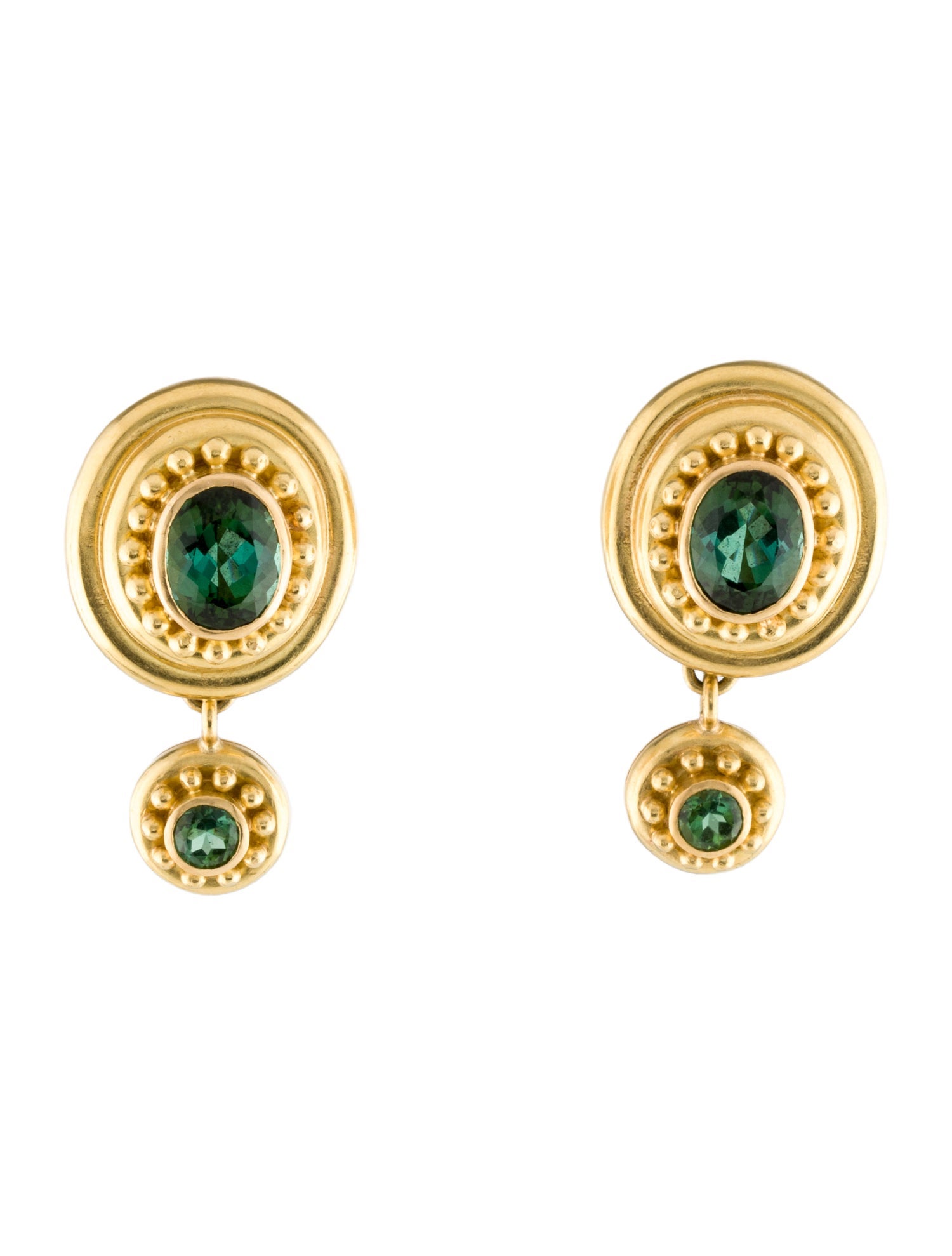 Elizabeth Locke 18K Tourmaline Convertible Drop Earrings