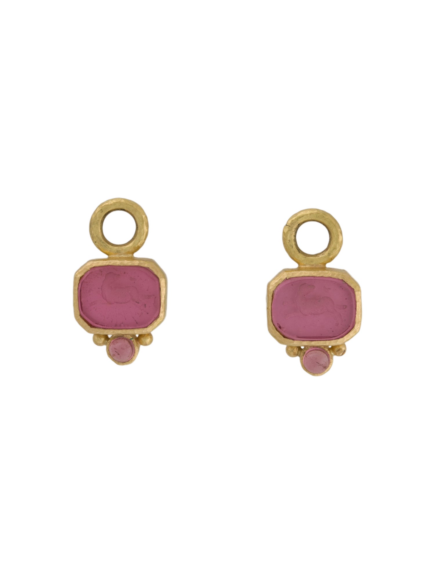 Elizabeth Locke 19K Tourmaline, Mother Of Pearl & Glass Doublet Intaglio Earring Enhancers