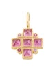 Elizabeth Locke 19K Tourmaline & Pink Sapphire Accented, Tourmaline & Mother of Pearl Doublet Cross Pendant