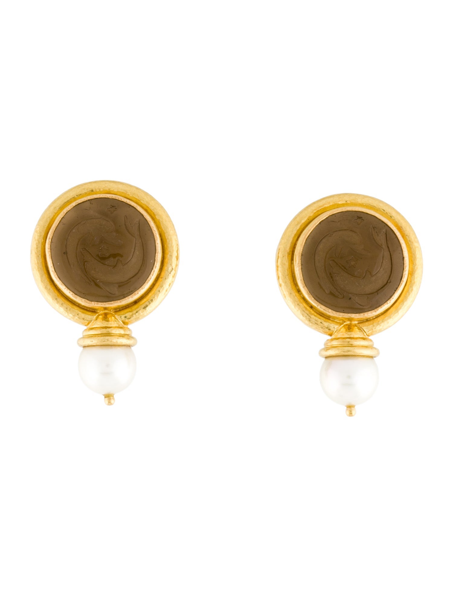 Elizabeth Locke 18K Pearl, Mother of Pearl & Venetian Glass Earrings