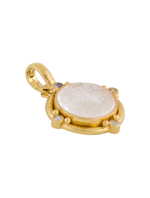 Elizabeth Locke 19K Moonstone-Accented Quartz & Mother of Pearl Doublet Queen Bee Pendant