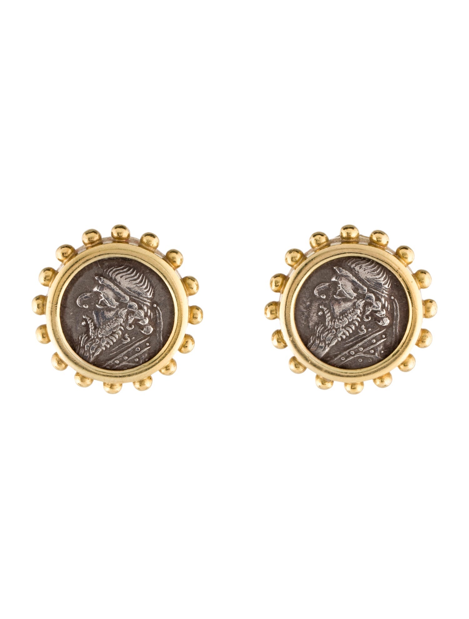 Elizabeth Locke 18K Ancient Coin Earclip Earrings