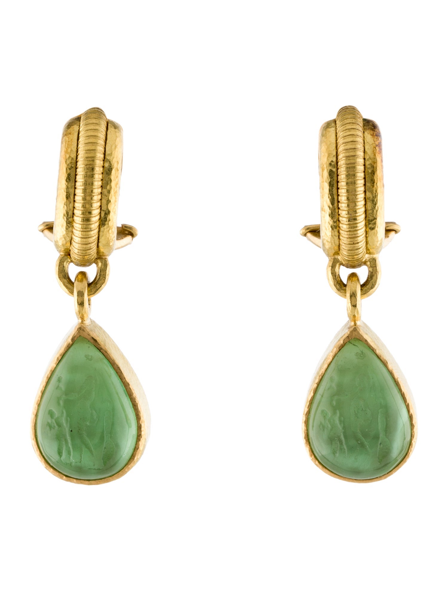 Elizabeth Locke 19K Mother Of Pearl & Venetian Drop Earclips