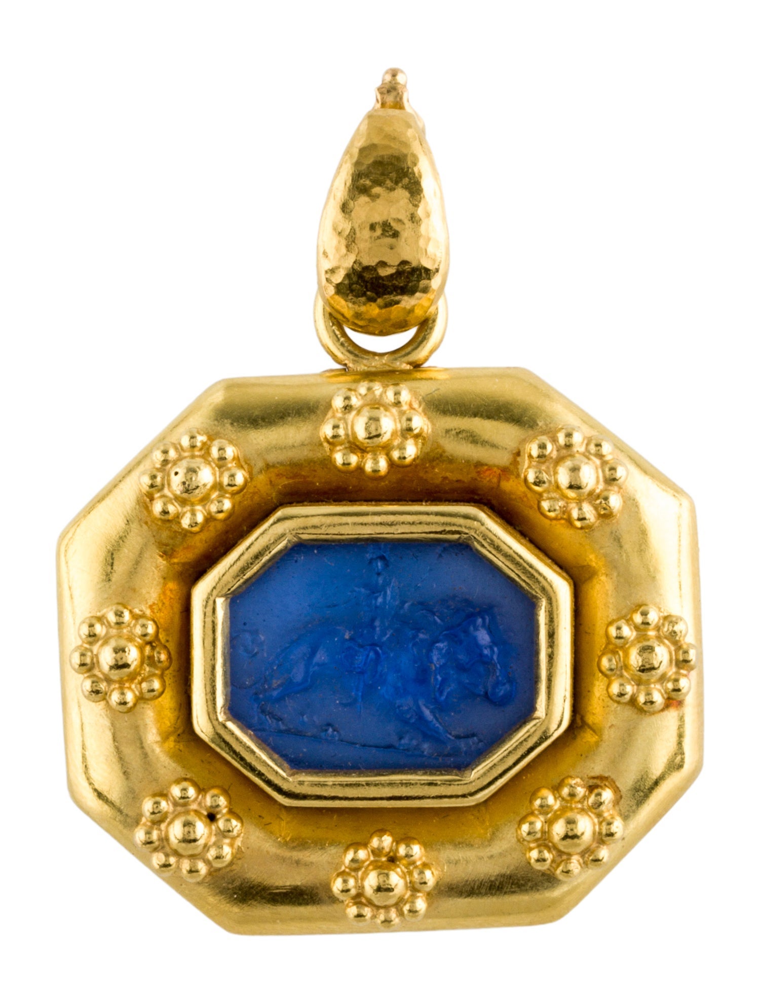 Elizabeth Locke 18K Mother Of Pearl & Venetian Glass Intaglio Pendant Brooch