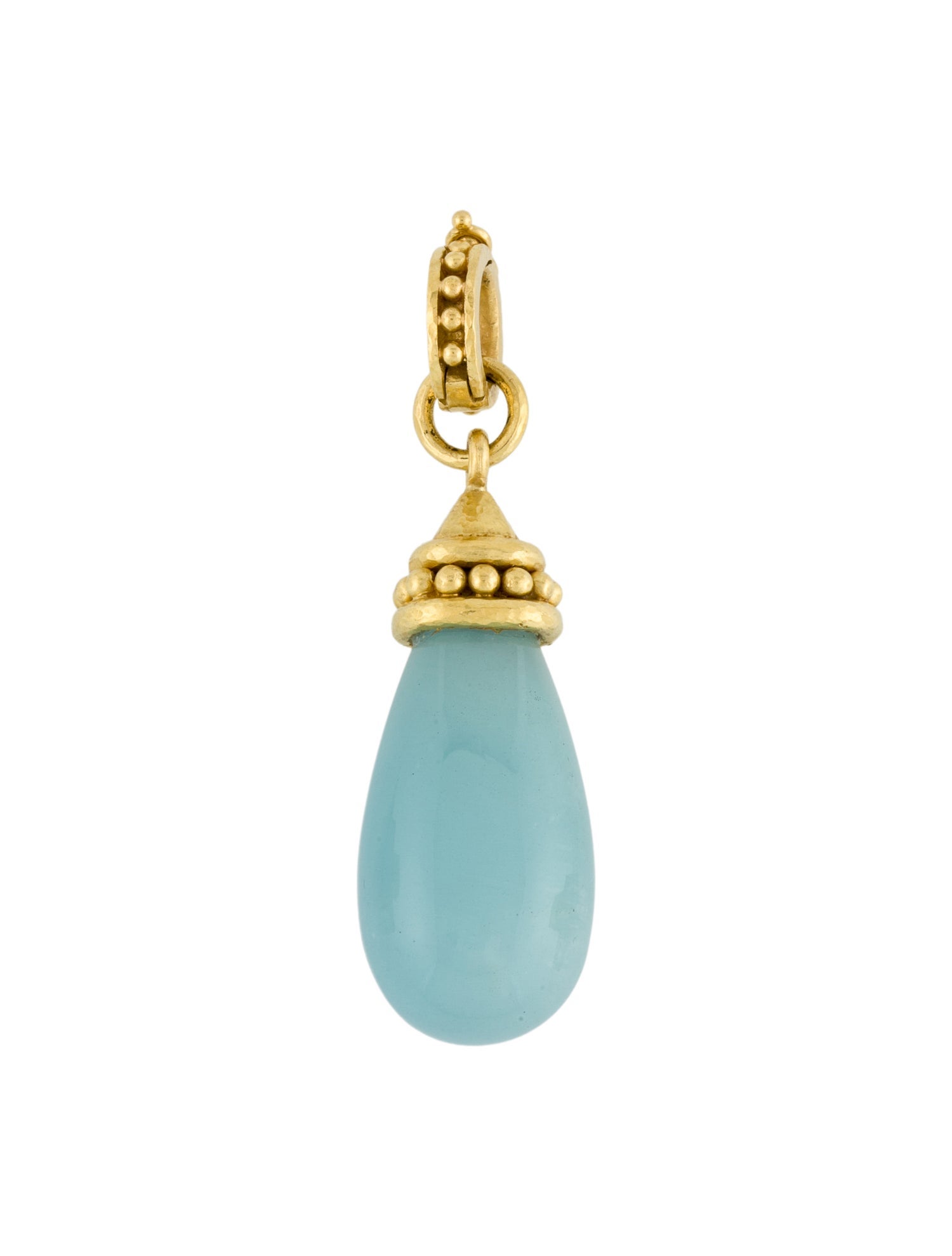 Elizabeth Locke 19K Aquamarine Teardrop Pendant