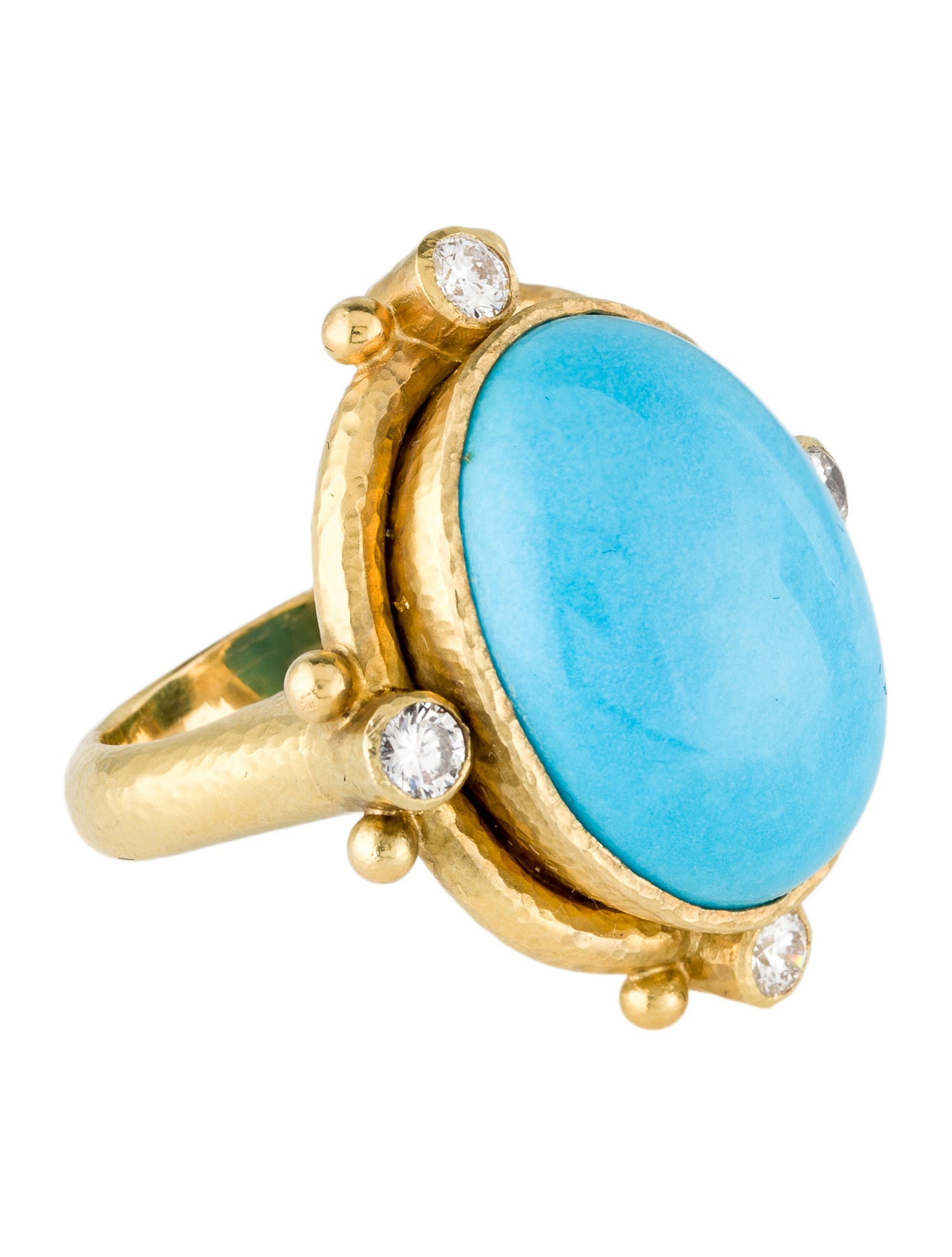 Elizabeth Locke 18K Turquoise & Diamond Cocktail Ring