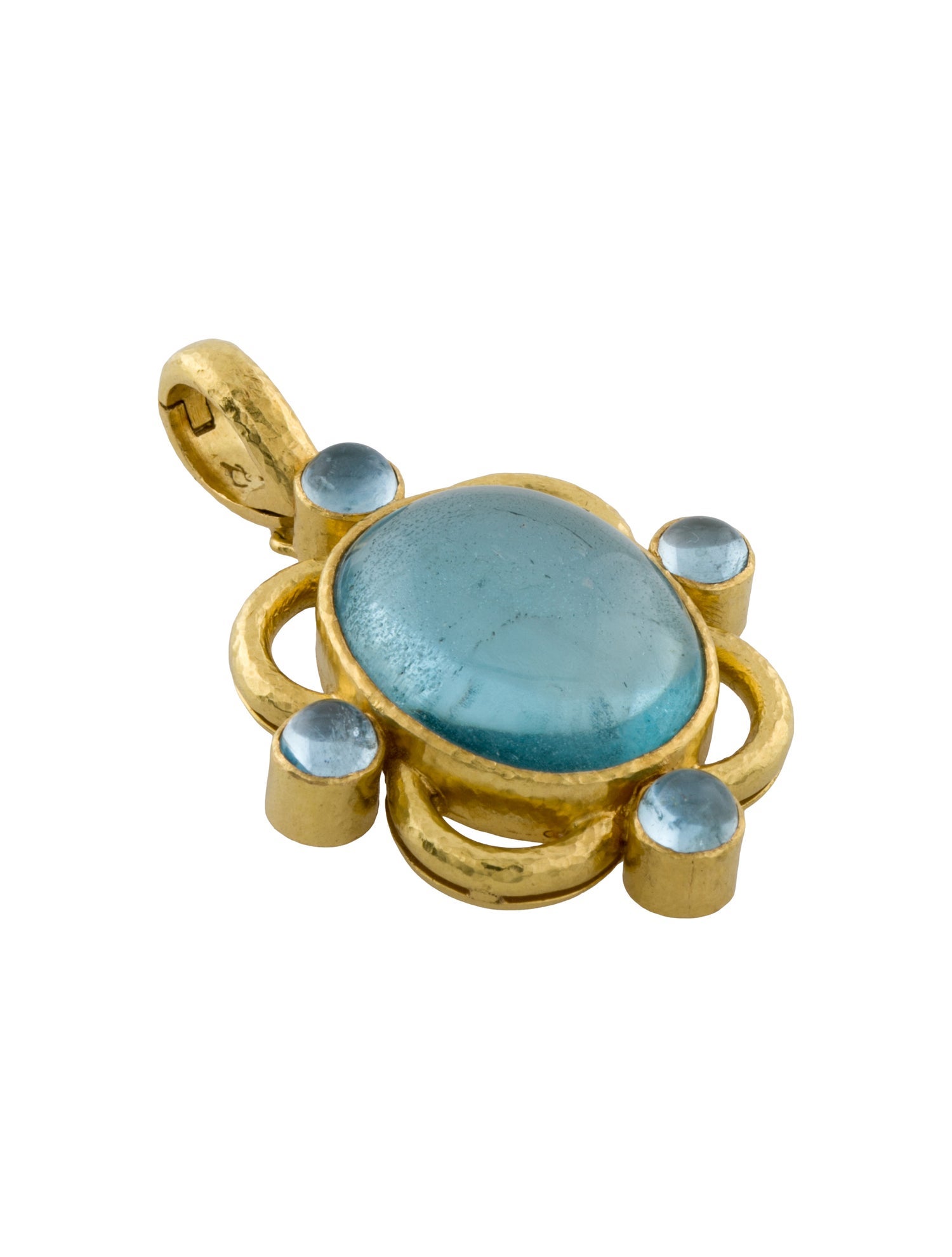 Elizabeth Locke 19K Mother of Pearl & Aquamarine Doublet Pendant