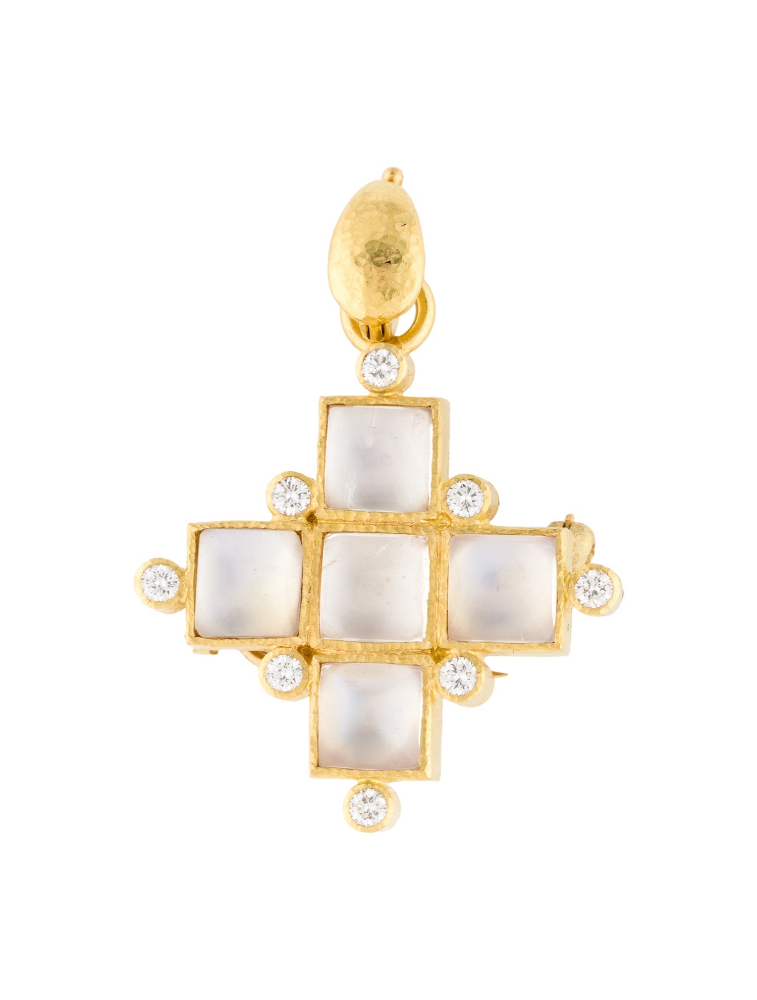 Elizabeth Locke 19K Moonstone & Diamond Convertible Brooch Pendant