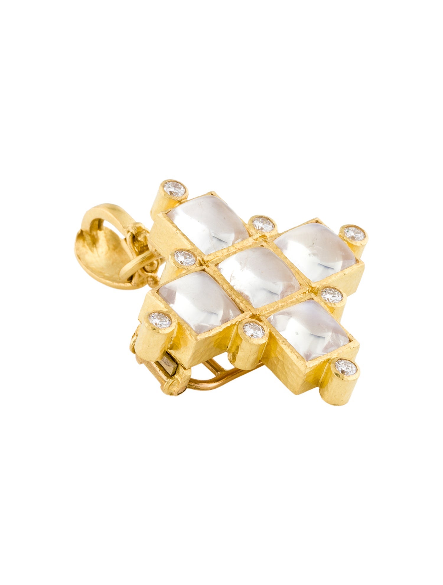 Elizabeth Locke 19K Moonstone & Diamond Convertible Brooch Pendant