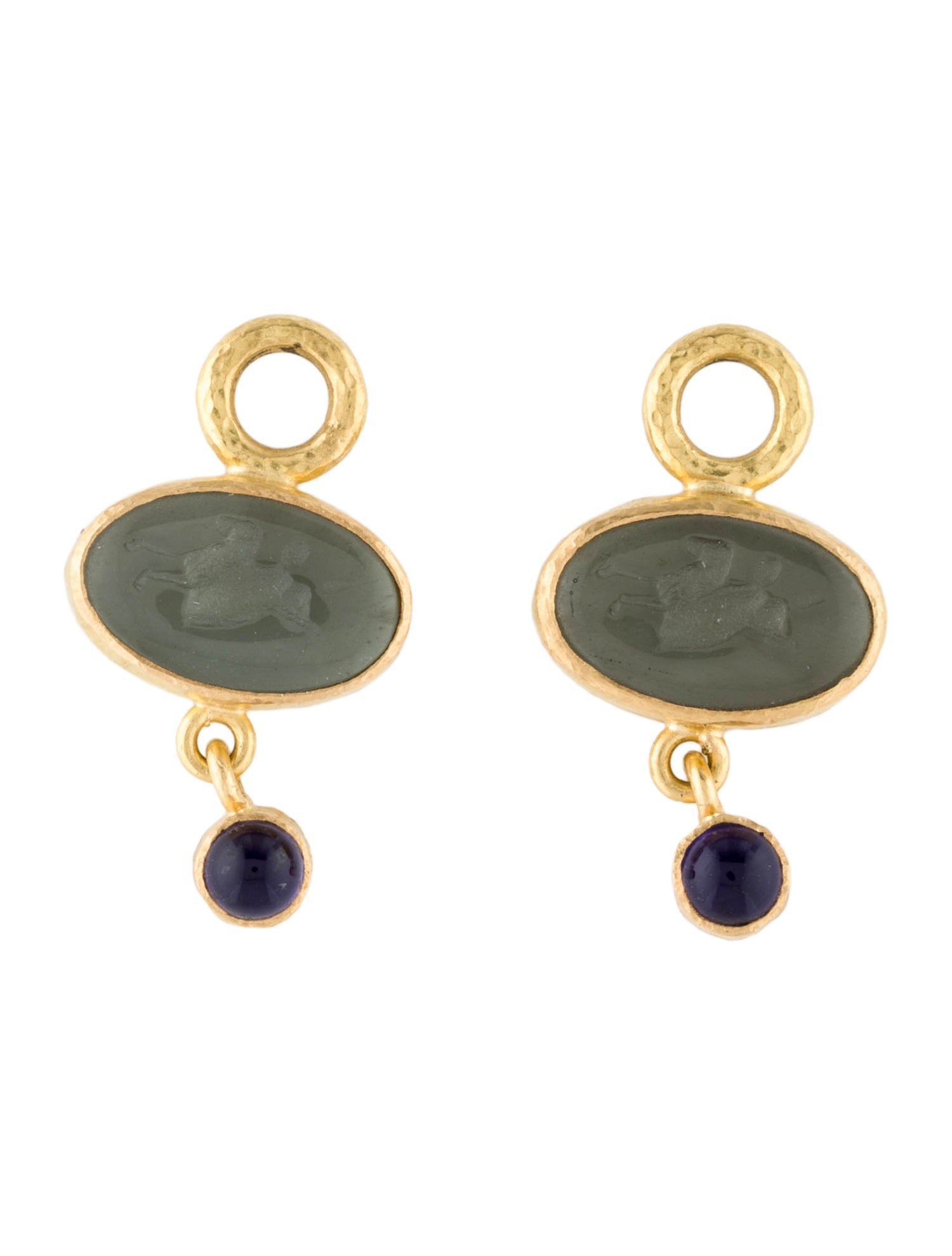Elizabeth Locke 19K Iolite & Mother of Pearl Pegasus Earring Enhancers