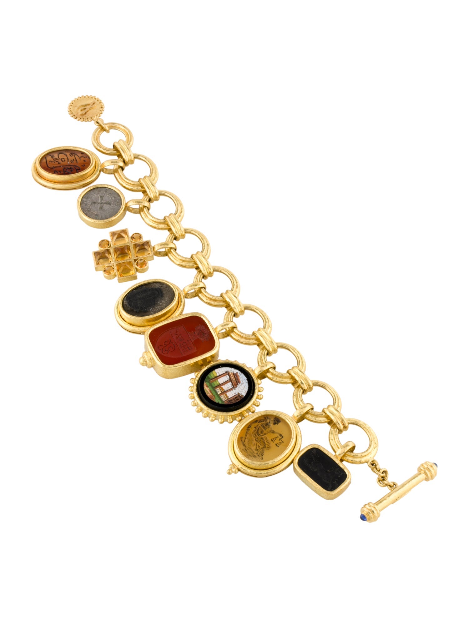 Elizabeth Locke 19K Multistone Charm Bracelet
