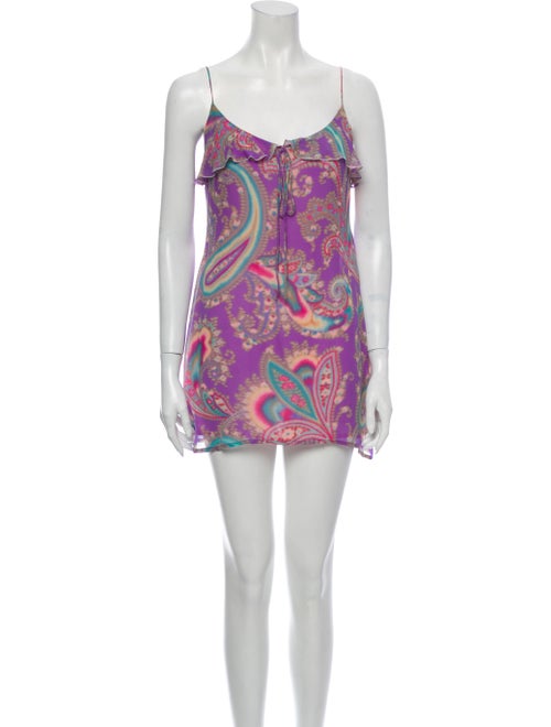 Emanuel Ungaro Paisley Print Mini Dress Purple