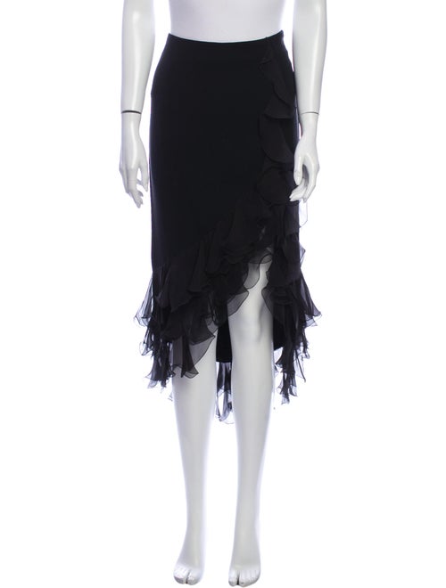 Emanuel Ungaro Silk Midi Length Skirt Black