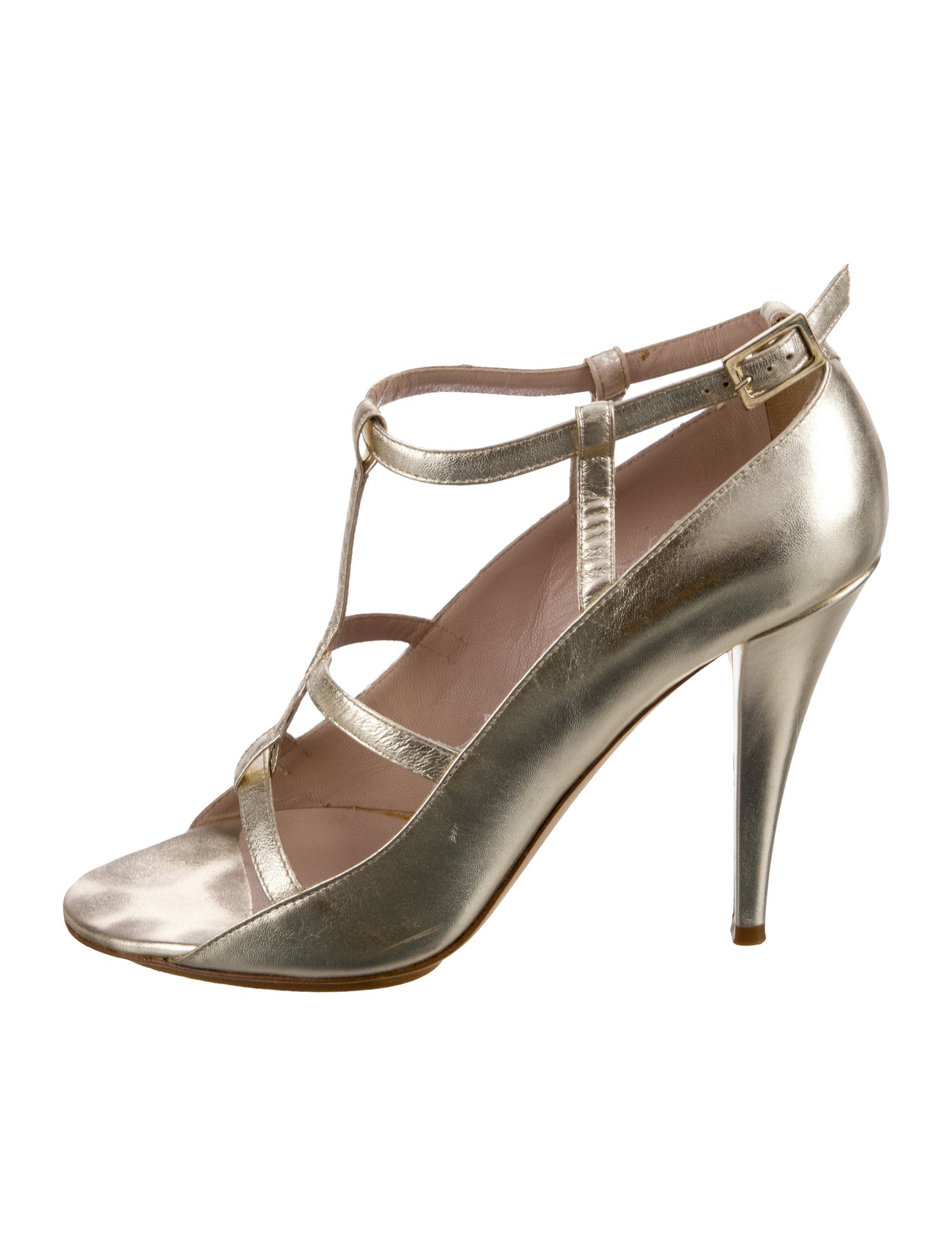 Emanuel Ungaro Leather T-Strap Sandals