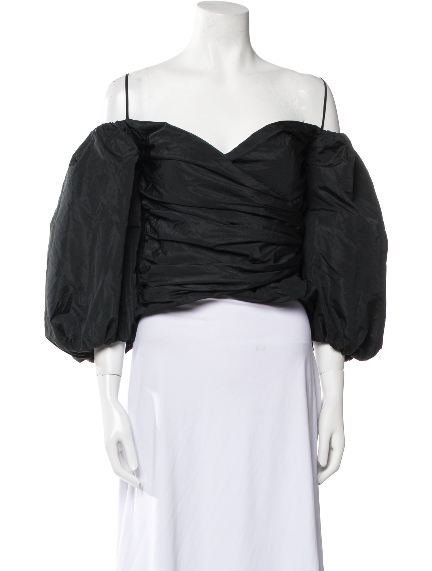 Emanuel Ungaro Square Neckline Three-Quarter Sleeve Crop Top