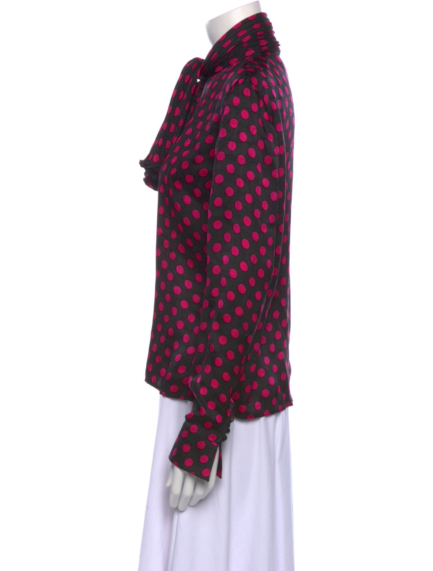 Emanuel Ungaro Polka Dot Print Mock Neck Blouse