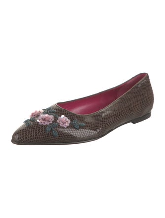 Emanuel Ungaro Snakeskin Animal Print Ballet Flats