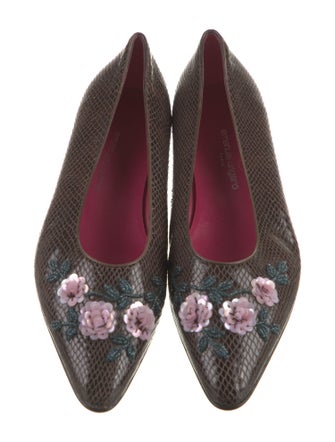 Emanuel Ungaro Snakeskin Animal Print Ballet Flats