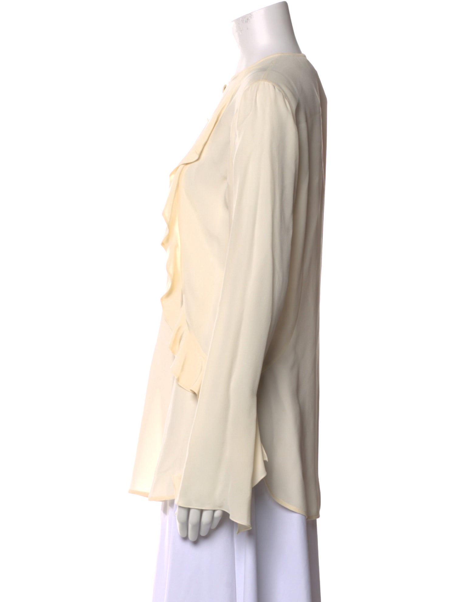 Emanuel Ungaro Silk Crew Neck Button-Up Top