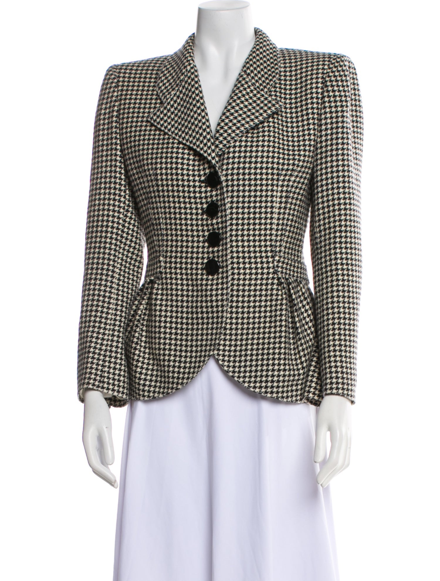 Emanuel Ungaro Wool Houndstooth Print Blazer
