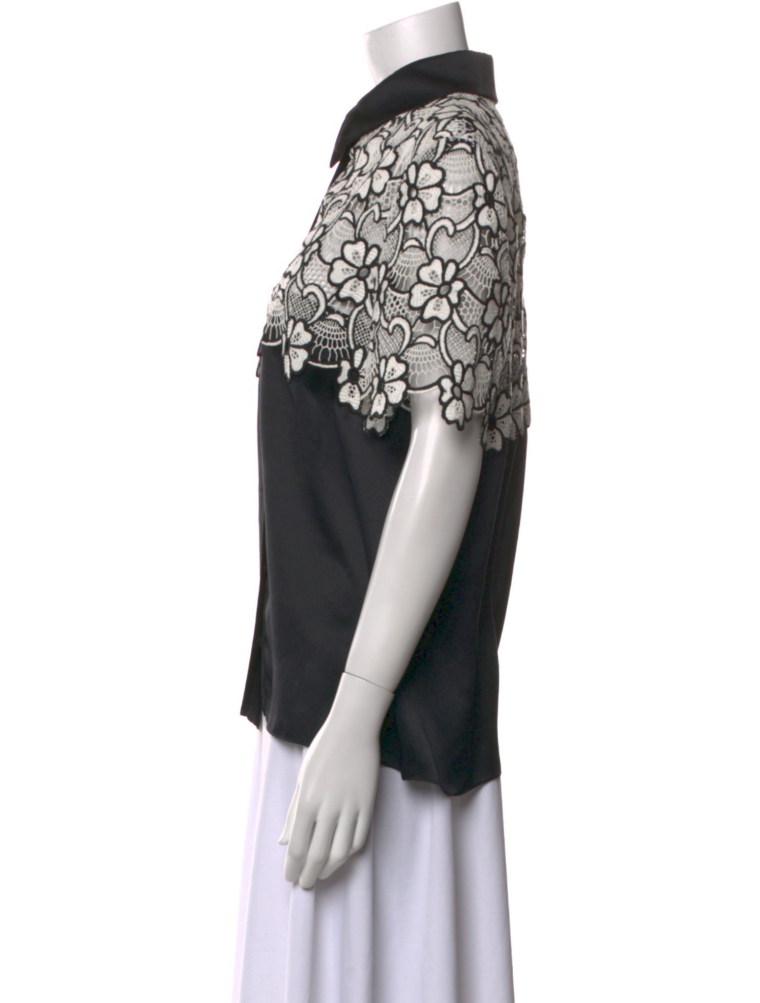 Emanuel Ungaro Silk Lace Pattern Button-Up Top