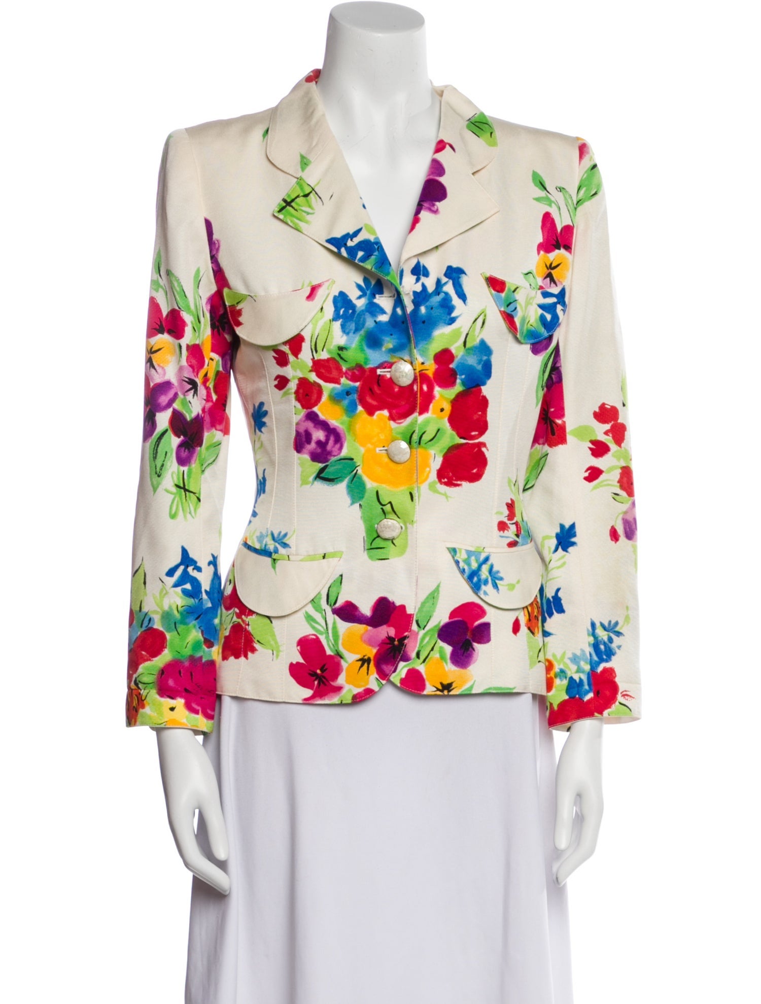 Emanuel Ungaro Silk Floral Print Blazer