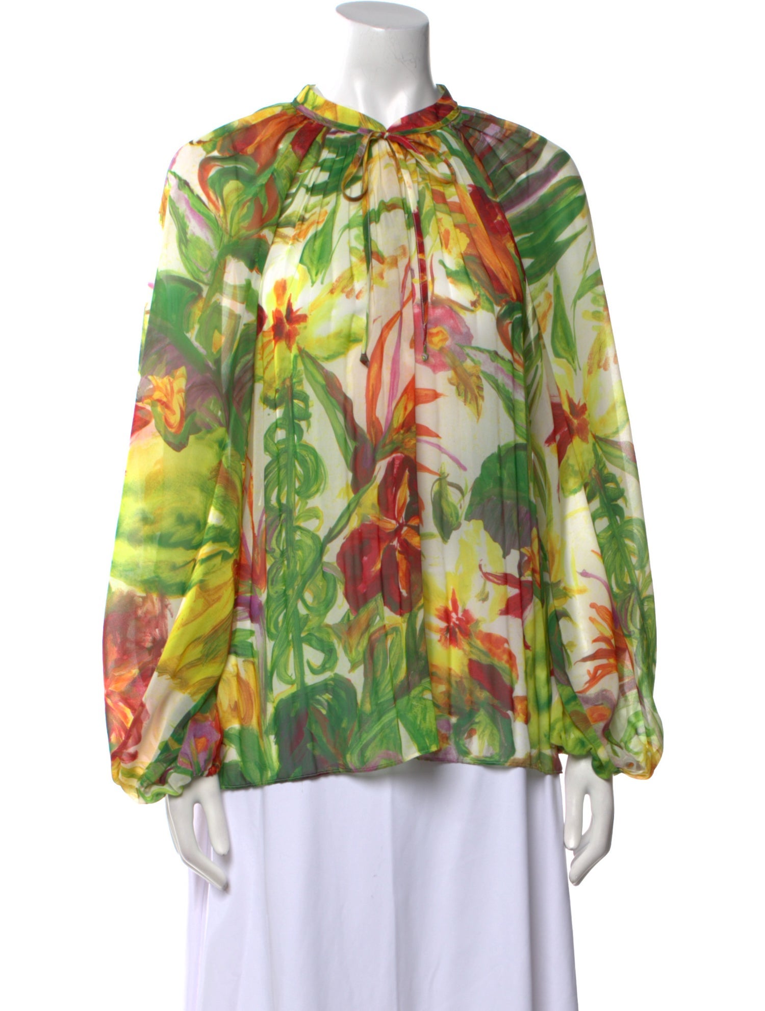 Emanuel Ungaro Floral Print Mock Neck Blouse