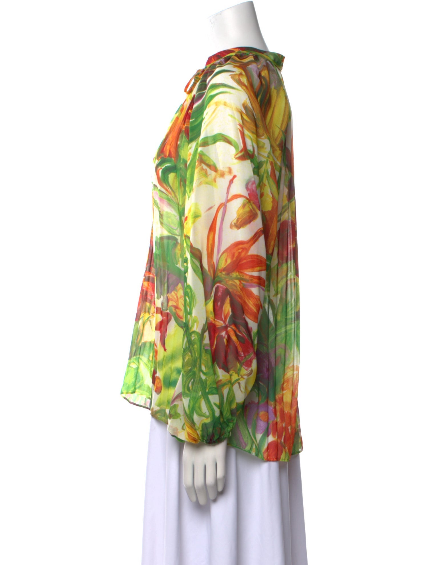 Emanuel Ungaro Floral Print Mock Neck Blouse