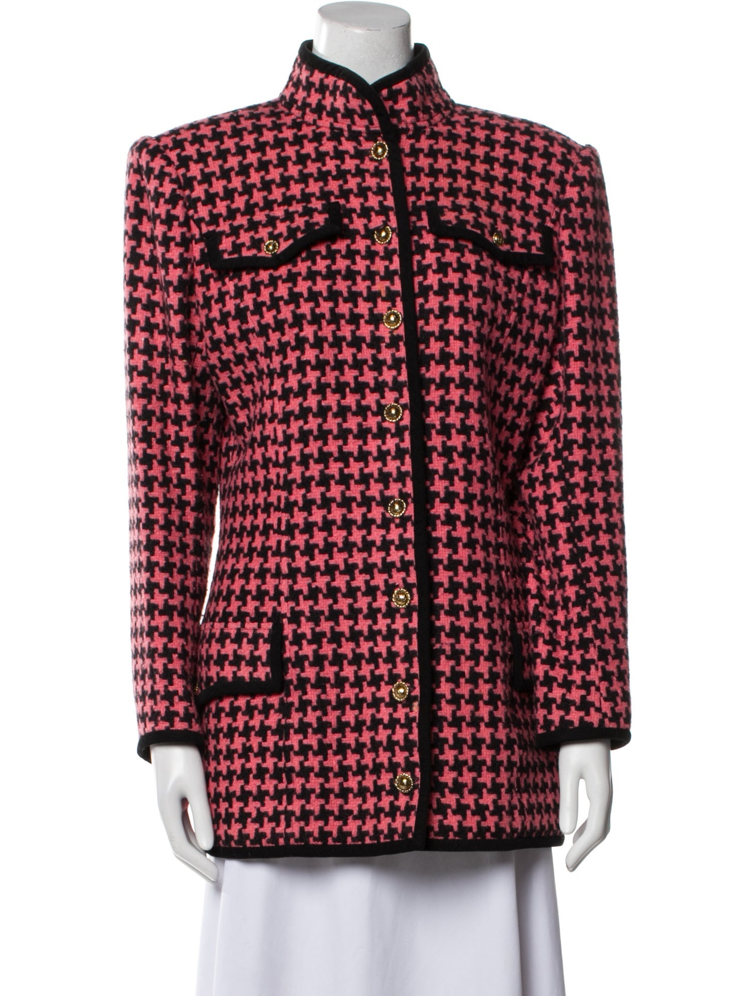 Emanuel Ungaro Wool Houndstooth Print Coat