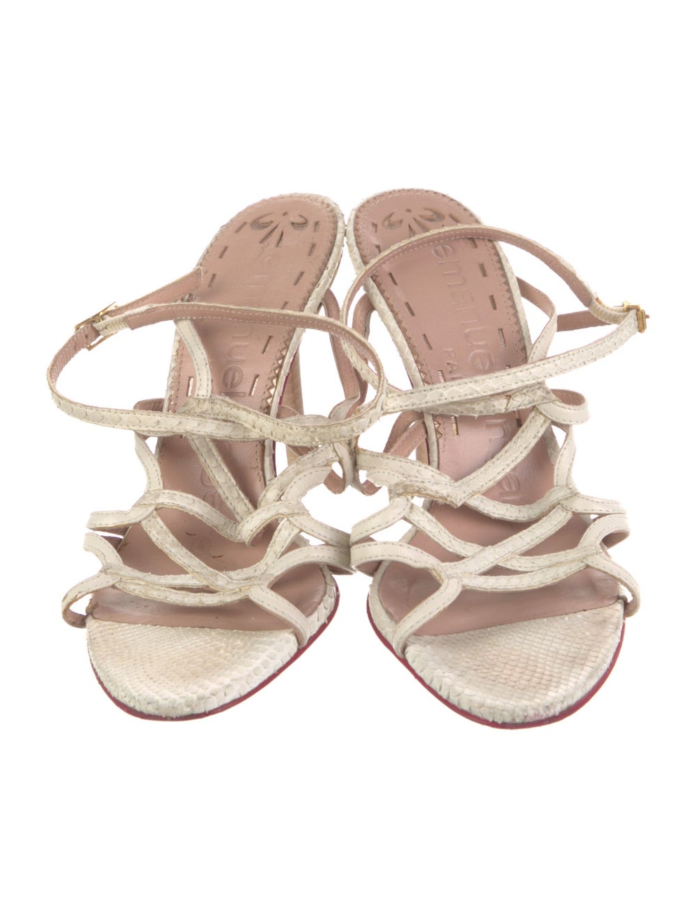 Emanuel Ungaro Python Sandals Neutrals Colorblock… - image 3