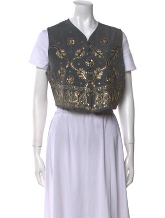 Emanuel Ungaro Silk Printed Crop Top