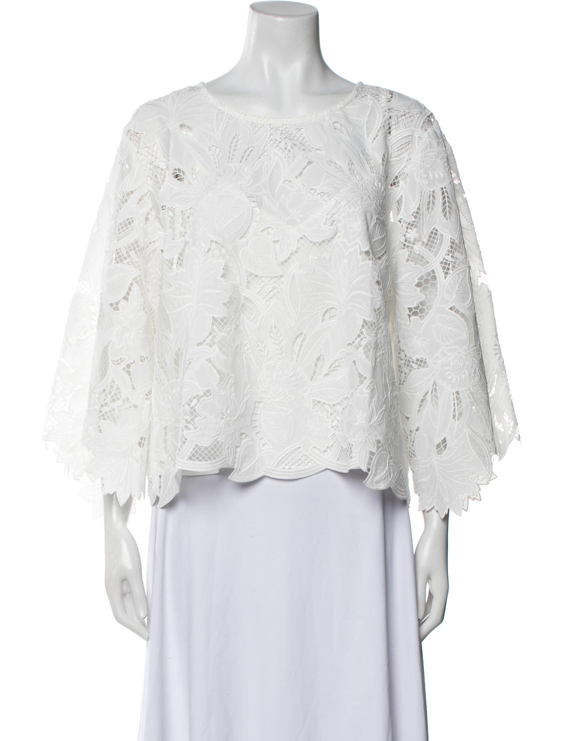 Emanuel Ungaro Lace Pattern Scoop Neck Blouse
