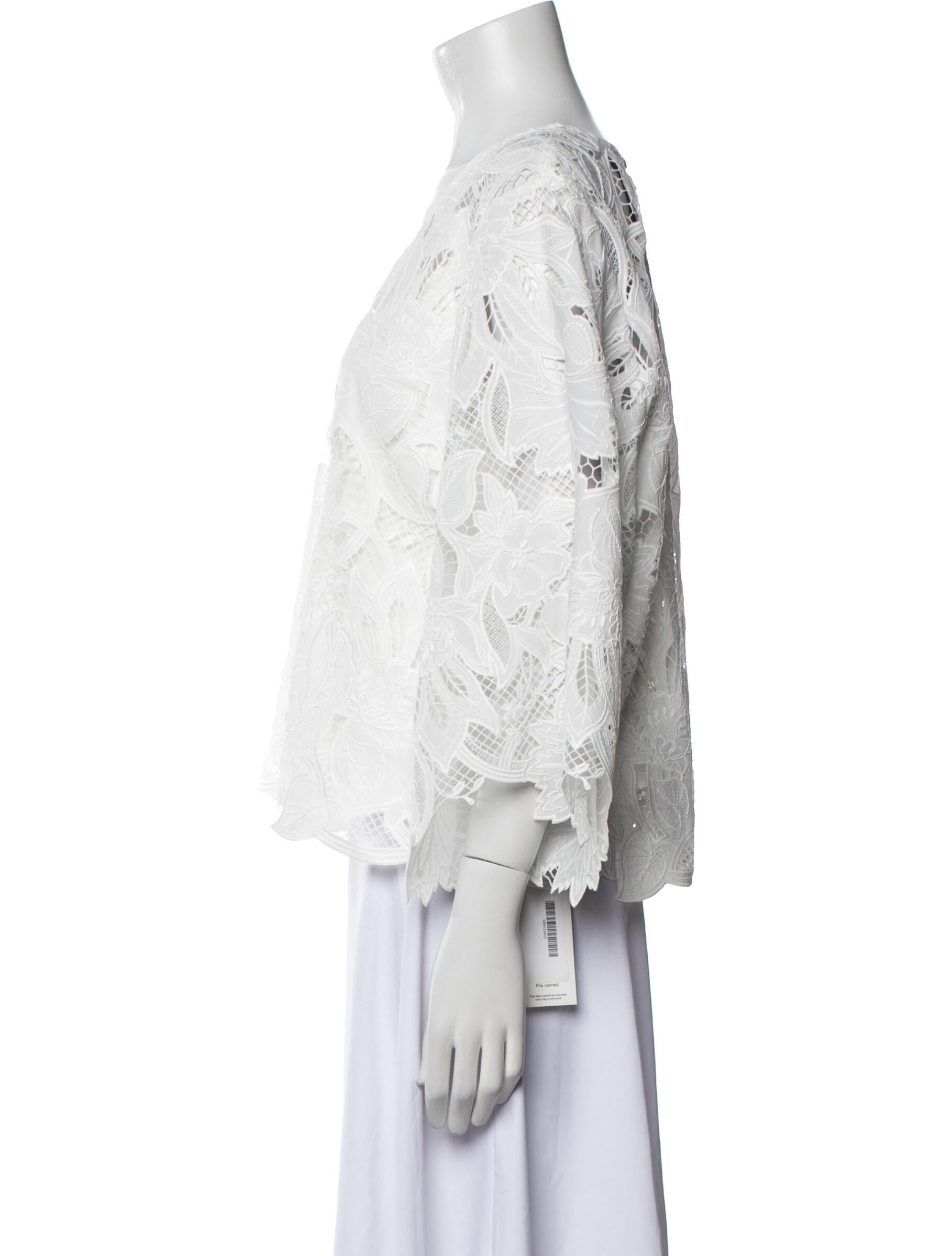 Emanuel Ungaro Lace Pattern Scoop Neck Blouse