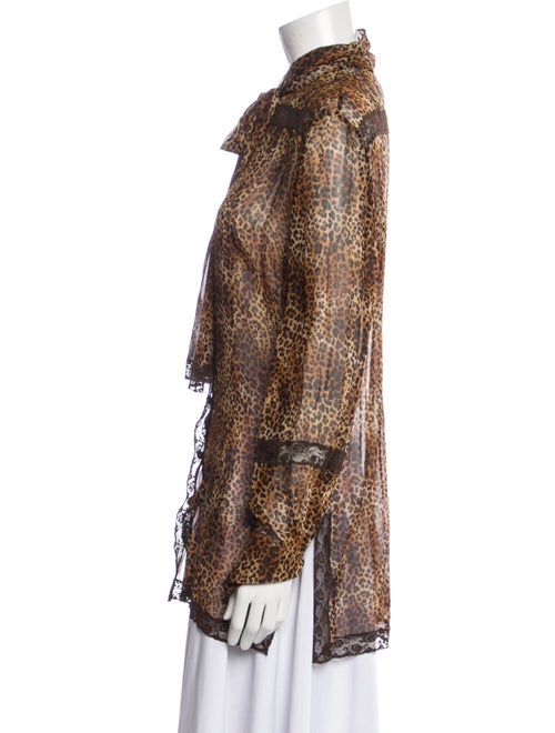 Emanuel Ungaro Silk Animal Print Button-Up Top