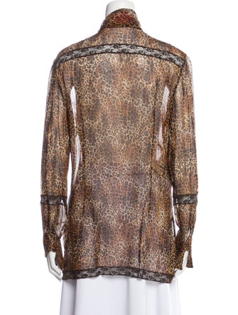 Emanuel Ungaro Silk Animal Print Button-Up Top
